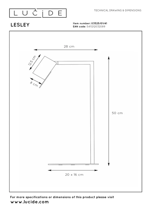 Lucide LESLEY - Lampe de bureau - 1xGU10 - Taupe - technique